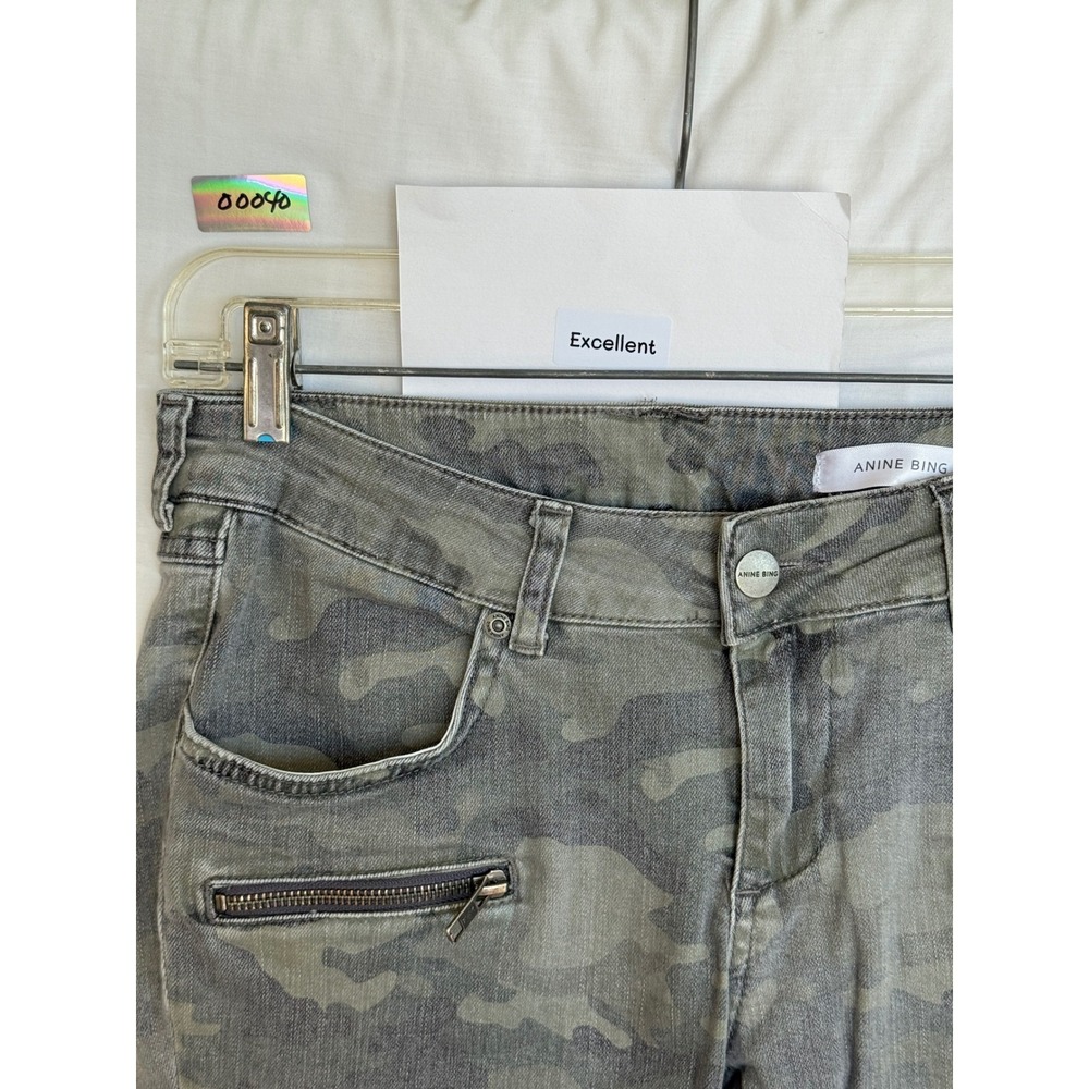 Anine Bing Womens Grey Camo Skinny Jeans Ankle Zip Moto Pants Size 27 - Picture 3 of 10